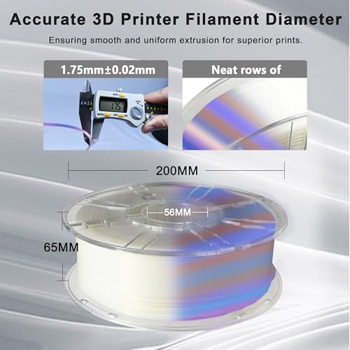 Image of iBOSS 1.75mm Glowing in Dark Fast Color Change Rainbow 3D Filament Multi Colored PLA Plus Filament, 3D Printer Material, 1KG 2.2lbs PLA PRO Filament Widely Fit for 3D Printers