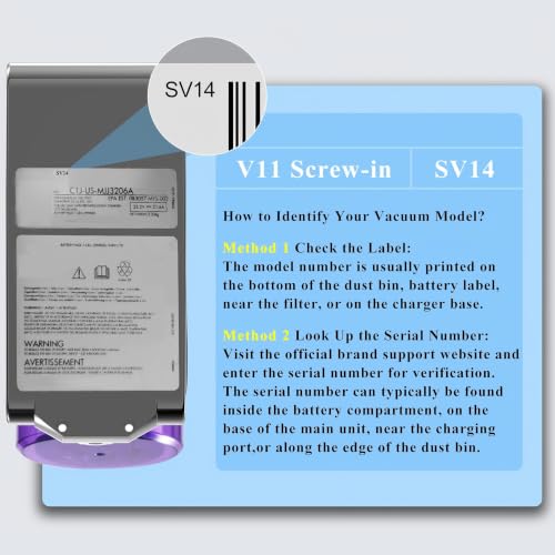 Image of 10000mAh Upgraded V11 SV14 Battery Replacement for Dy /Son V 11 Screw-in【Not for Click-in Type】 25.2V Compatible with Dy /Son V 11 Animal Absolute Pro Torque Drive Cordless Vacuum Screw in Type