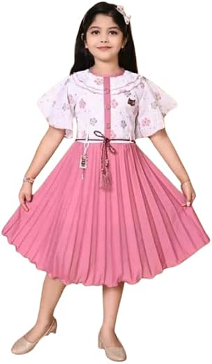 Short Frock Dress Comfortable, Breathable, Lightweight, Skin Friendly Skirt Dress for Kid Girl's | Short Sleeves Cotton Blend