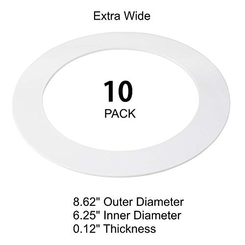 10 Pack Gloss White Goof Trim Ring For 8" Inch Recessed Can Lighting Down Light, Outer Diameter 8.6 Inches, Inner Diameter 6.2 Inches #TOP1