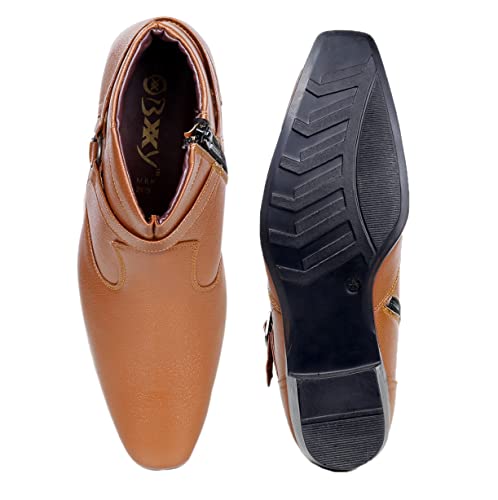 Image of BXXY Men's 2 Inch Heel Height Increasing Formal Ring Buckle Zipper Boots