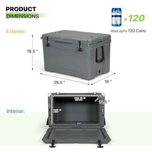 Magshion 75 QT Portable Hard Cooler with 5-7 Days Ice Retention and Cup Holder for Beach, Picnics, Camping, and BBQ