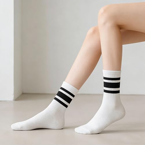Image of VWU Women Men Crew Socks Cotton Dress Socks Ankle Neutral Casual Gilr Boy Solid Color Crew Socks SIze 5-12