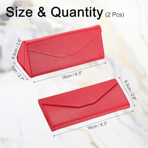 Image of PATIKIL Foldable Glasses Case, Triangle Magnetic Sunglasses Organizer Case PU Leather Hard Eyeglass Case for Women (2 Pcs)