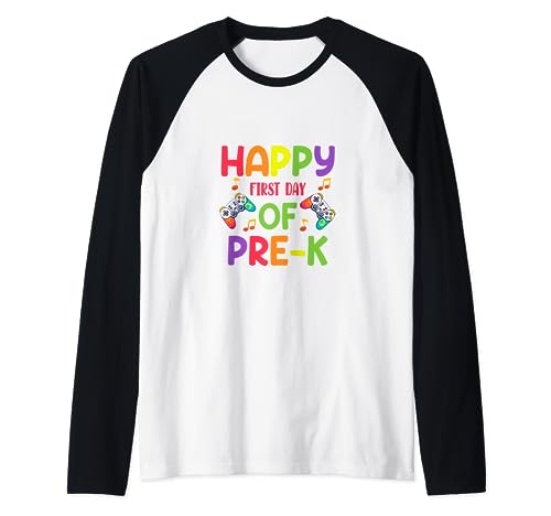 Pre-K Primer Día de Escuela Estudiante Rainbow Teacher Camiseta Manga Raglan