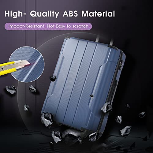 Merax Rolling Suitcase, Carry-On Luggage Hardside Expandable Luggage With Spinner Wheels Checked-Medium 24 Inch Blue #TOP1