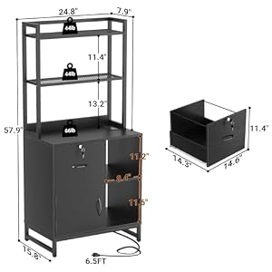 Homieasy Vertical Filing Cabinet with Bookshelf for Home Office, Black — photo 3 of 6