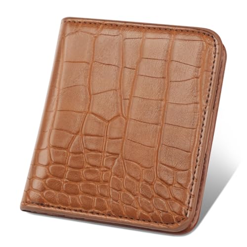 Image of Crocodile Wallets Women Small RFID Blocking Credit Card Holder | Luxury Alligator Faux Leather Thin Bifold Croc Womens Wallet Ladies Mini Purse with Coin Pocket, Brown