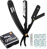 Utopia Care Professional Straight Razor for Men, Barber Straight Edge Razor Safety with 100 Pack Blades, Black