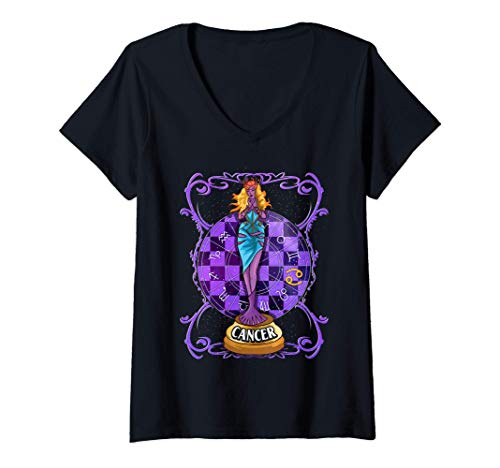 Mujer Cancer Chess Piece Black Queen Melanin Girl Birthday Gifts Camiseta Cuello V
