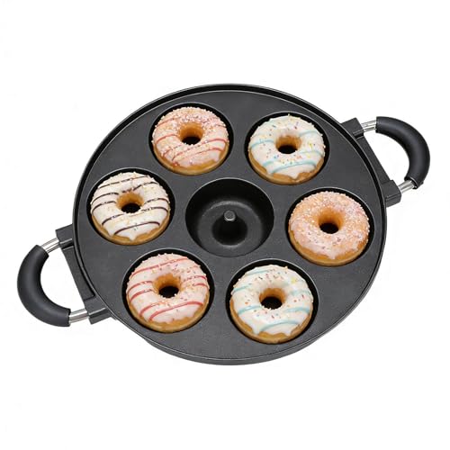 Donut Baking Pan, Seven Hole Aluminum Tray, Nonstick Pastry Ring Maker, Round Dessert Cooking Plate, Kitchen Breakfast Pastry Fo