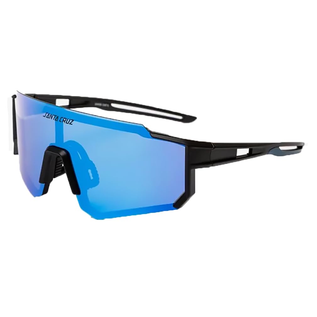 SANTA CRUZ Occhiali da sole specchiati blu ciclismo corsa strip reacer con custodia rigida -lenti protezione raggi UV 100%