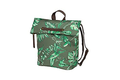 Alforjas Basil Ever-Green 14-19L reflectantes con poliéster impermeable verde hojas