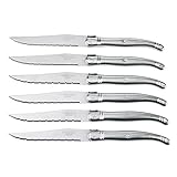 cuberteria de plata de ley Longitud 23 cm Gimel Laguiole Set de Cuchillos, Acero Inoxidable, Plata, 9.5x24x2.2 cm, 6 Unidades