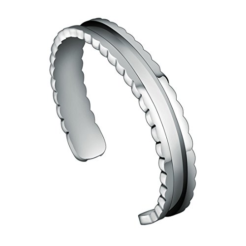 ZUOBAO Womens Girls Hair Tie Bracelets Stainless Steel Sawtooth Edge Cuff Bangle (Silver)