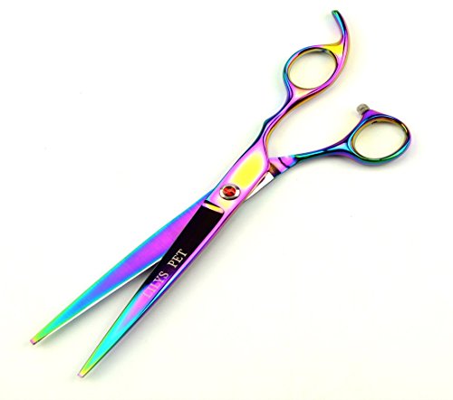 LILYS PET Professional PET Dog Grooming Scissors Straight Cutting Shears (7.5", Rainbow)