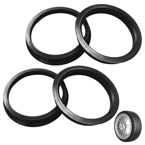 Ksywydu 4 Pcs Car Hub Centric Rings, 66.6mm to 57.1mm Bore Center Rings, Plastic Wheel Spigot Rings Rim Center Bore Reducer Adaptor for Car Wheel Hub Conversion, Improve Fit Reduce Vibration, Black