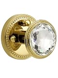 SORWDUERM Crystal Door Knobs with Lock Gold Interior Privacy Polished Brass Glass Door Knob for Bedr