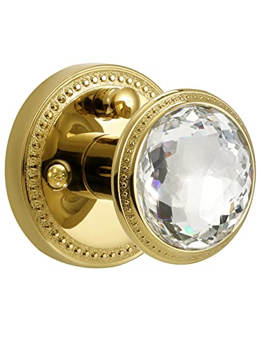 Sorwduerm Crystal Door Knobs With Lock Gold Interior Privacy Polished Brass Glass Door Knob For Bedroom And Bathroom,Zinc Alloy 1 Pack #TOP3