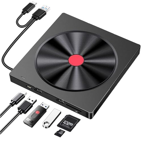 Lecteur CD DVD externe haute vitesse 24x USB 3.0 avec hub de transfert SD