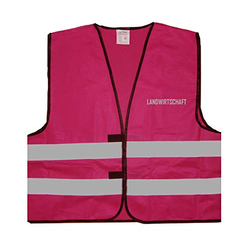 Mister Warnwesto Reflex Signalweste - Landwirtschaft - Warnweste mit reflektierendem Aufdruck - L/XL, Magenta