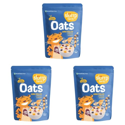 Image of Slurrp Farm Rolled Oats, 100% Natural Wholegrain, High Protein & Fiber, Healthy Food with No Added Sugar, Breakfast Cereal, Healthy Snack, Dalia Porridge, 500g (Pack of 3)