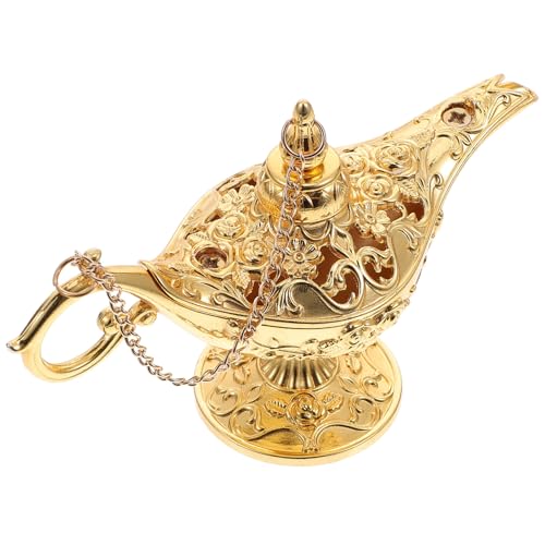 Baluue Decorazione da Tavolo Retrò Aladino in Lega di Zinco Dorata Scultura Porta Desideri per Casa Ufficio Studio Ornamento Vintage Resistente e Brillante Regalo Creativo per Amanti del
