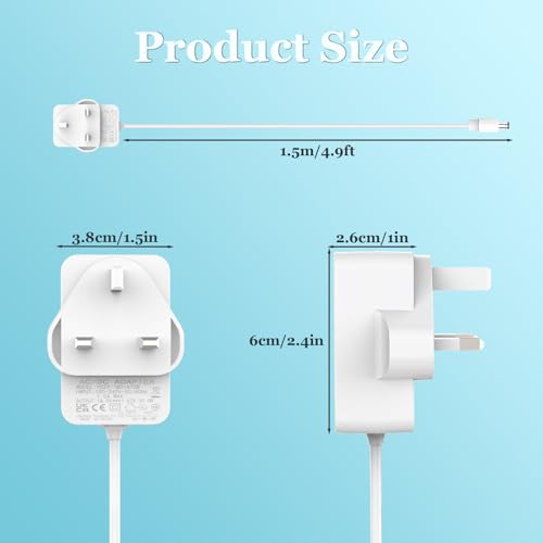 30W Power Adapter for Echo Show 8, Echo Show 10, Echo Show 15, Echo Show 21, Echo(3./4. Gen), Echo Show (2. Gen.), Echo Plus (2. Gen) Charger, 1.5M Power Cord, White - Image 4