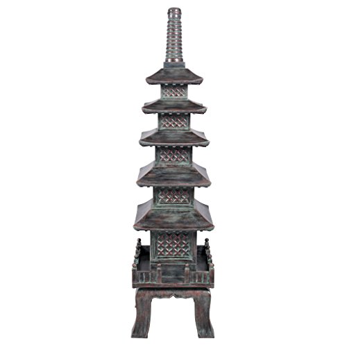 Design Toscano The Nara Temple Pagoda Asian Decor Garden Statue, Grande 71 Inch, Fiberglass Polyresin, Verdigris Green Bronze #TOP1