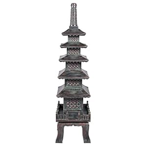 Design Toscano Nara Temple Pagoda Asian Decor Garden Statue Grande 71 Inch Tall Fiberglass Cast Stone Resin Verdigris Green Bronze Finish
