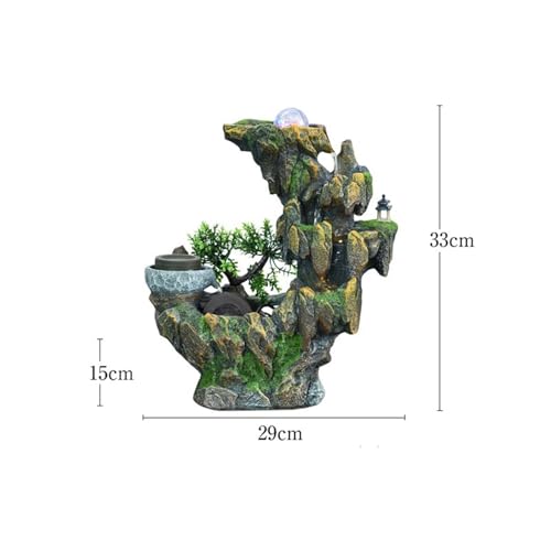 Fontaine de table cascade d'eau de rocaille et plantes pour bureau - 3