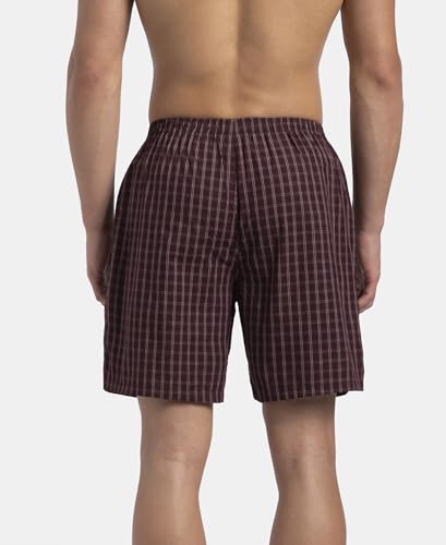 Image of Jockey 1223 Men Super Combed Mercerized Cotton Woven Checkered Boxer Shorts with Side Pocket (Pack of 2, Colors & Prints May Vary)