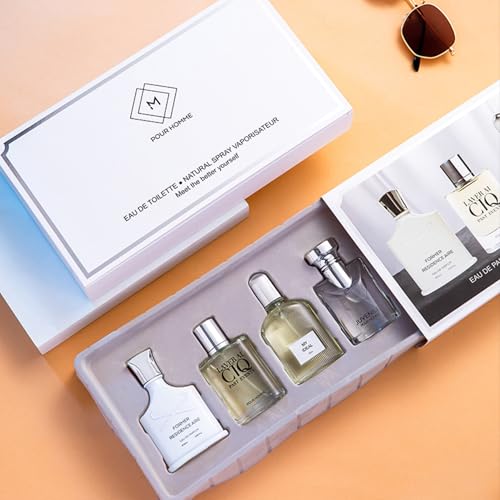 مجموعة هدايا للرجال من 4 قطع او دي بارفان، عطور منعشة تدوم طويلا، افضل هدية للزوج والصديق والاب، مجموعة عطور له، صندوق هدايا، او دي بارفان للرجال، 4 × 25 مل (100 مل)