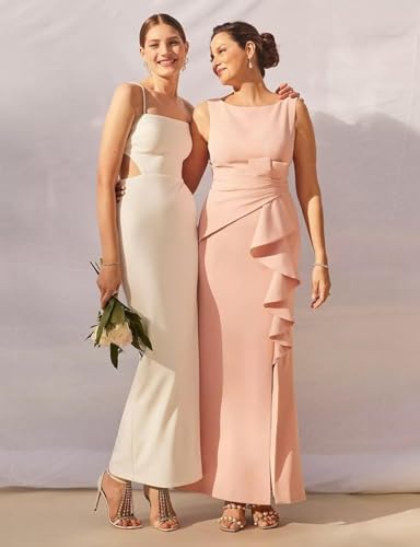 Satin Mother of The Bride Dresses for Women Long Ruffles Mermaid Ruched Formal Evening Gown with Slit3