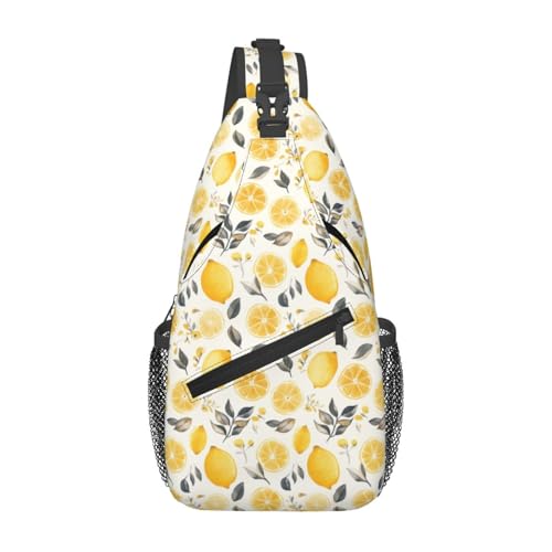 Image of SUPLUCHOM Sling Bag Lemon Watercolor Fruit Hiking Daypack Crossbody Shoulder Backpack Travel Chest Pack for Men Women