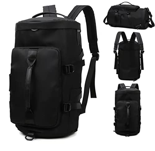 Image of Gym Sports Bag Travel Duffel Tote Lightweight Backpack Carry on Luggage Bags with Shoes Compartment Adjustable Strap Yoga Swimming Waterproof Dance Bag Weekend Black