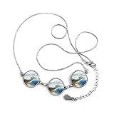 Klassifizierung: Halskette DIYthinker Bunte Ölgemälde Gesicht Ozean Wolke Berg Himmel Abstrakte Landschaft Illustration Muster runde Form Halskette Schmuck mit Kette Dekoration Geschenk