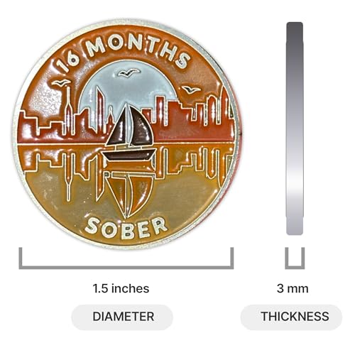 Image of The Achieve Mint 16 Months Sober Token | Sixteen Months Sober Chip | Non-AA Gift, Non-Religious Medallions for Men and Women Celebrating Sobriety