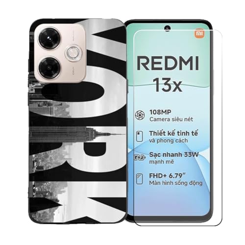BMPNLSZ �K�p Redmi 13X 4G+HD�����K���X�ɓK�����ėpTPU�ی�J�o�[�A�V���J�Q���V�F���o���p�[�ی�o�b�N�V�F��-�K�p Redmi 13X 4G�ɓK����9�d�x�X�N���b�`�h�~�X�N���[���ی�J�o�[ BST5