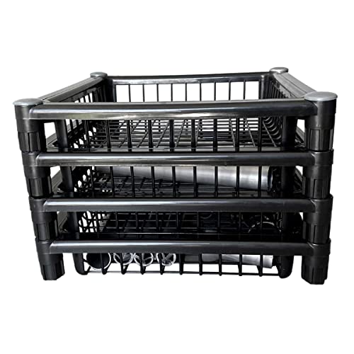 Fruteira De Chão Cesto Organizador Quadrado Com 4 Andares Empilháveis Preta