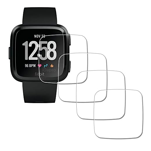 Skärmskydd för Fitbit Versa Lite Edition/Fitbit Versa Smart Watch [4-pack], iDaPro härdat glas repfri bubbelfri enkel installation