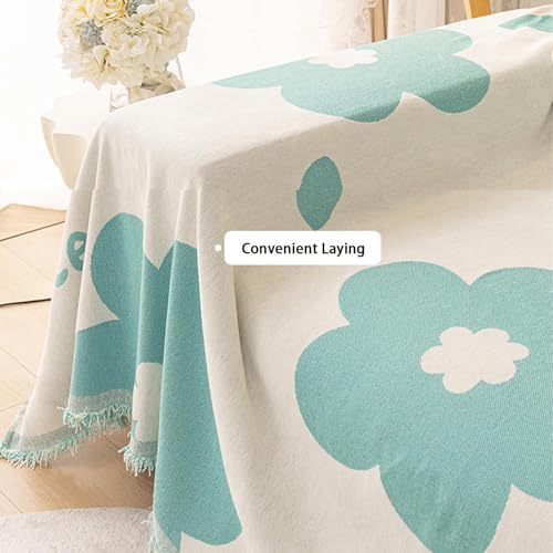 Housse de canapé en chenille douce bleu jeté de lit luxe réversible - 4
