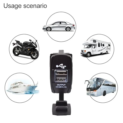 Cargador rápido para coche de 3.1A impermeable y resistente al polvo con doble puerto mini USB 6