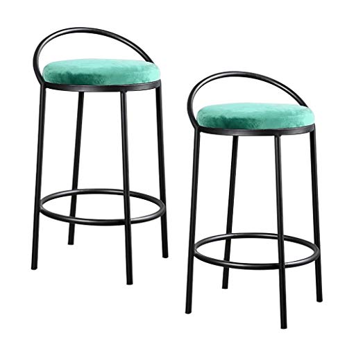 WRRAC-Stuhl 2 Stück Nordic Counter Barhocker Gepolsterter Sitz mit Rücken Gold Runde Fußstütze Frühstück Esszimmerstuhl Wohnmöbel für Küche Pub Bistro (65 cm hoch) Cover
