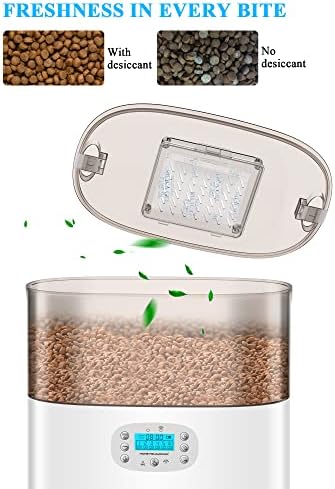 HoneyGuaridan Automatic Cat Feeder, 2.4G Wi-Fi Enabled Smart Pet Feeder 2 Cats, 6L Timed Cat Food Dispenser with APP Control, Dessicant, Voice Recorder, 1-6 Meals a Day - for Cats & Small/Medium Dogs