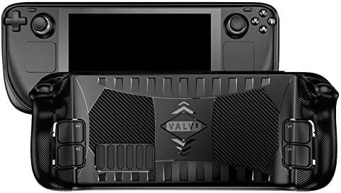 Geekria TPU Protective Case Compatible with Steam Deck Accessories Console, Shock-Absorption, Non-Slip, and Anti-Scratch Protector Gameing Accessories (Black)