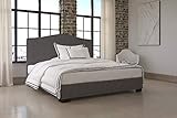 DHP Gavin Upholstered Bed with Nailhead Trim and Wood Slat Support System, King Size, Grey Linen