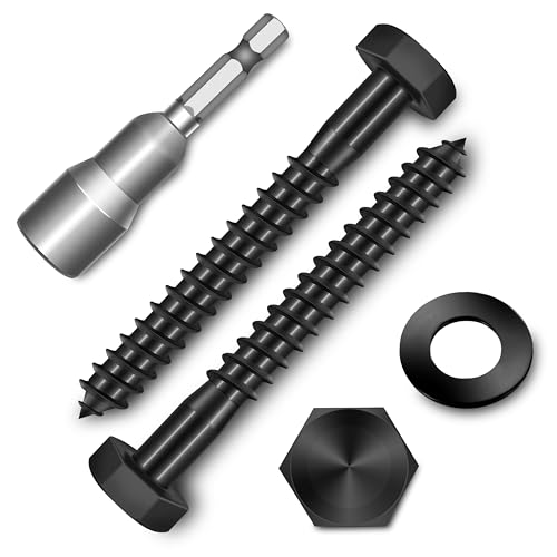 (12-Set) 5/16 x 2-1/2" Lag Bolts for Wood, Stainless Steel Heavy Duty Hex Head Lag Screws, Commercial/Industrial Grade 5/16 Bolts, Mounting Screws Bolts Kit, Black Oxided by Marysino