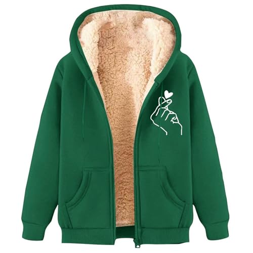 Sudadera contra el frío invernal de forro polar con cremallera chaqueta deportiva gruesa verde 4