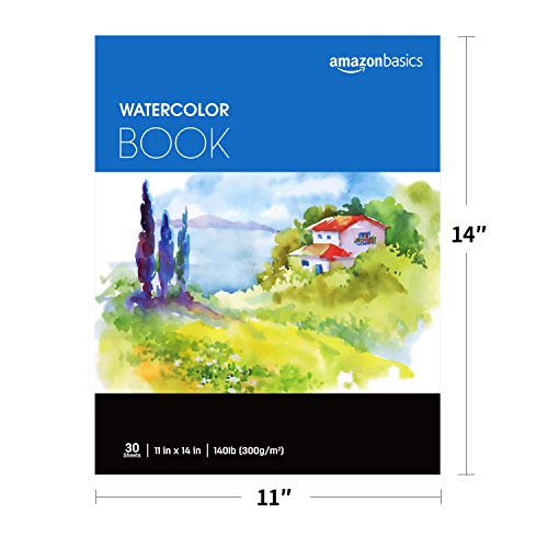 Amazon Basics Watercolor Pad, 11"X14", 140 Lb. / 300 Gsm, 30 Sheets #TOP3